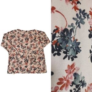 J. Jill medium boatneck white delicate floral shirt long sleeves Spring